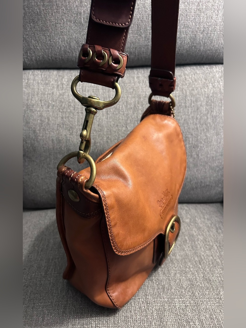 Coach Bleeker Large Flap Tattersall Satchel Bag 11419 with laced strap, hang tag - Picture 4 of 14